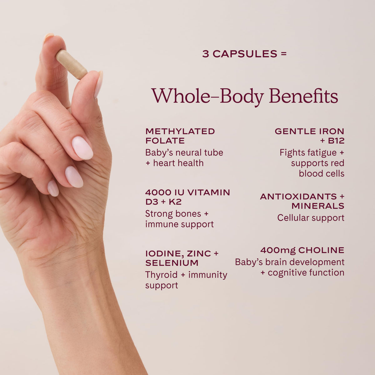 WeNatal Compléments Alimentaires pour Femmes capsules avec un verre d'eau