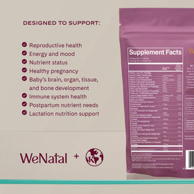 WeNatal Compléments Alimentaires pour Femmes sachet ouvert avec capsules visibles