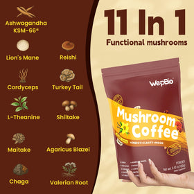 WepBio Café Latte Vanille champignon préparé dans une tasse