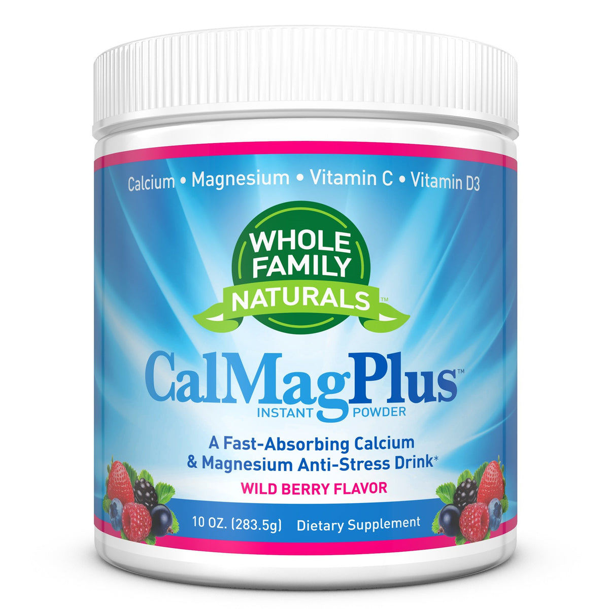 Whole Family Naturals CalMag Plus 349g Poudre de Calcium et Magnésium vue avant