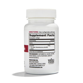 Whole Foods Market Astaxanthin 12mg capsules en gros plan