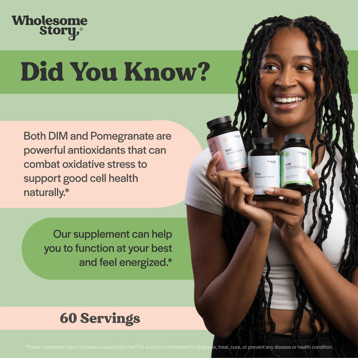 Wholesome Story DIM Complément Alimentaire 60 Capsules sur fond blanc