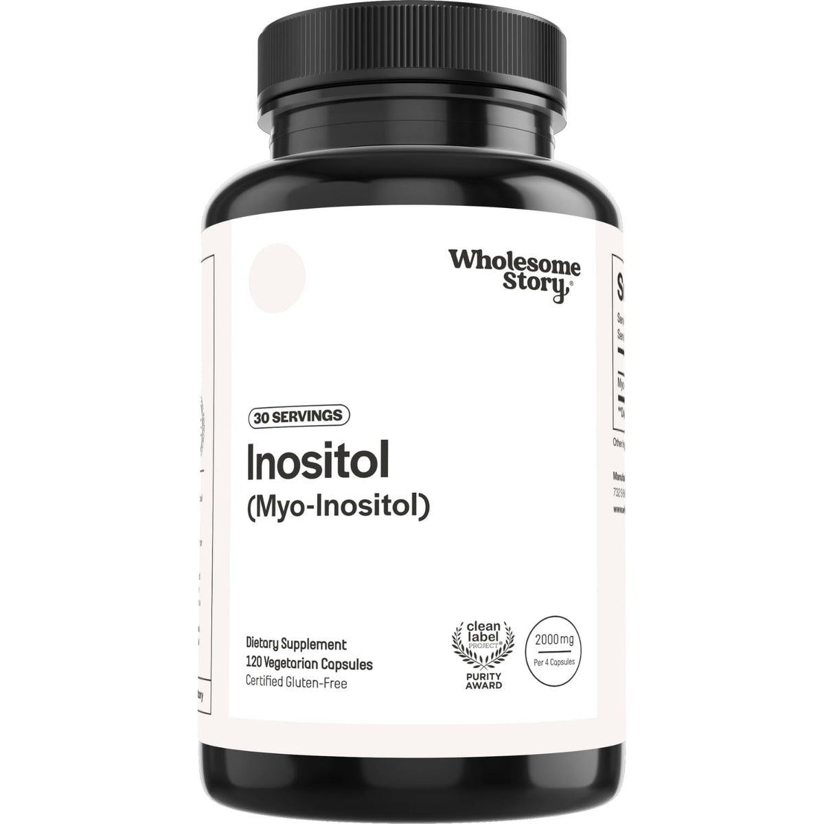 Wholesome Story Myo-Inositol 2000mg 120 capsules front view