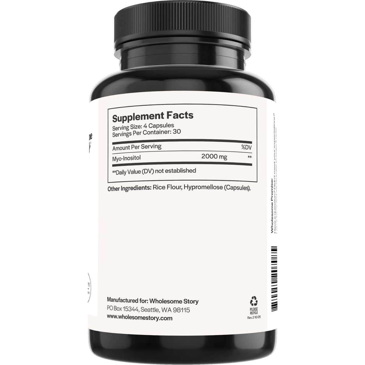 Wholesome Story Myo-Inositol capsules with a measuring spoon