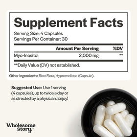 Wholesome Story Myo-Inositol capsules with dosage information