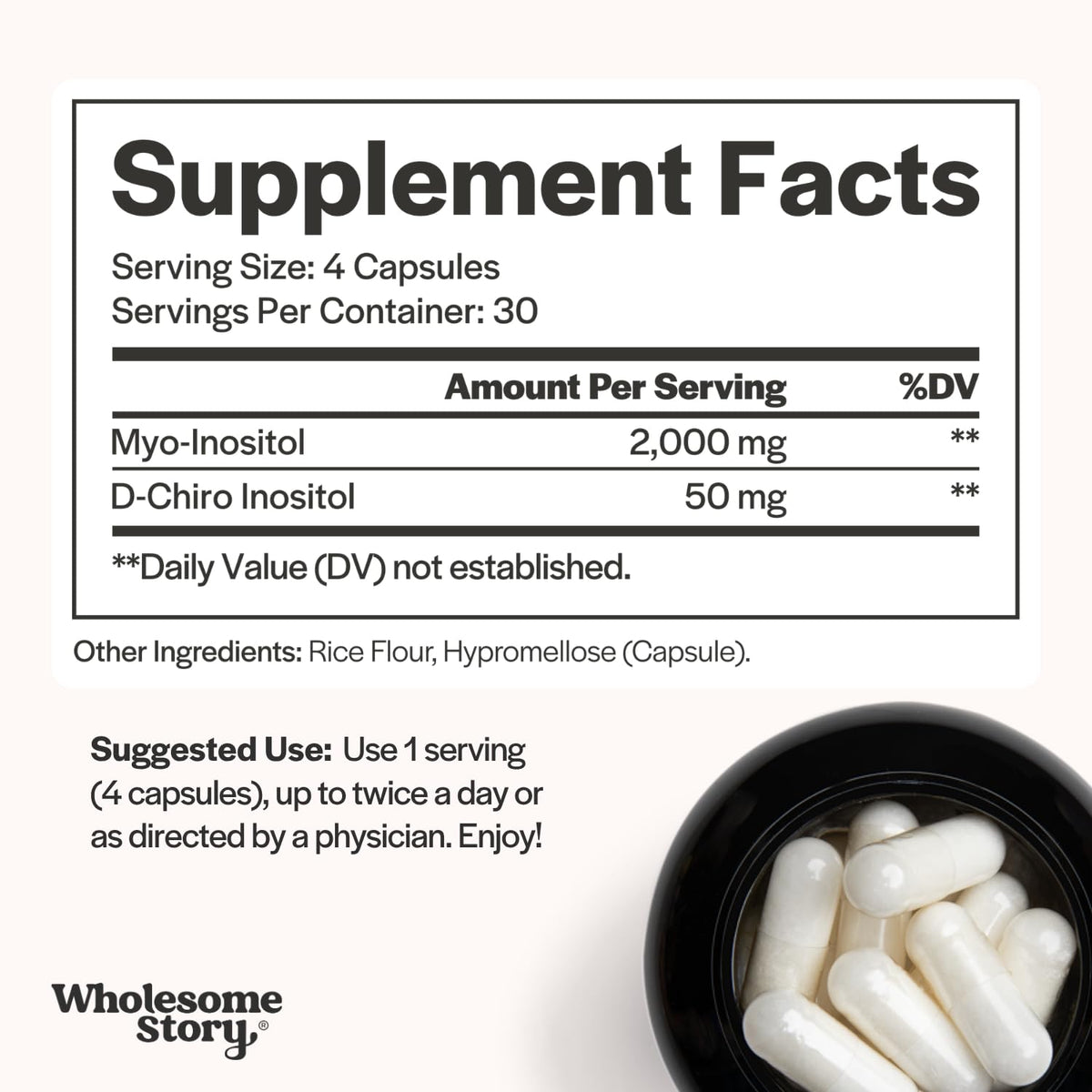 Wholesome Story Myo-Inositol & D-Chiro Inositol nutritional information