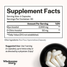 Wholesome Story Myo-Inositol & D-Chiro Inositol nutritional information