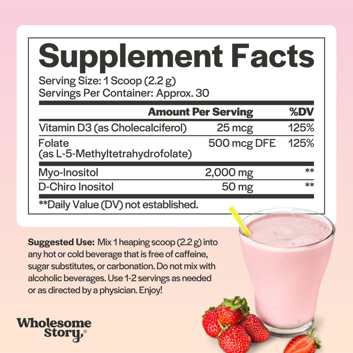 Wholesome Story Poudre d'Inositol 30 Portions avec cuillère doseuse