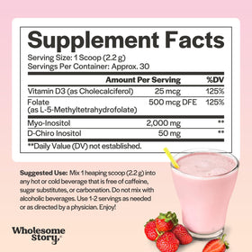 Wholesome Story Poudre d'Inositol 30 Portions avec cuillère doseuse