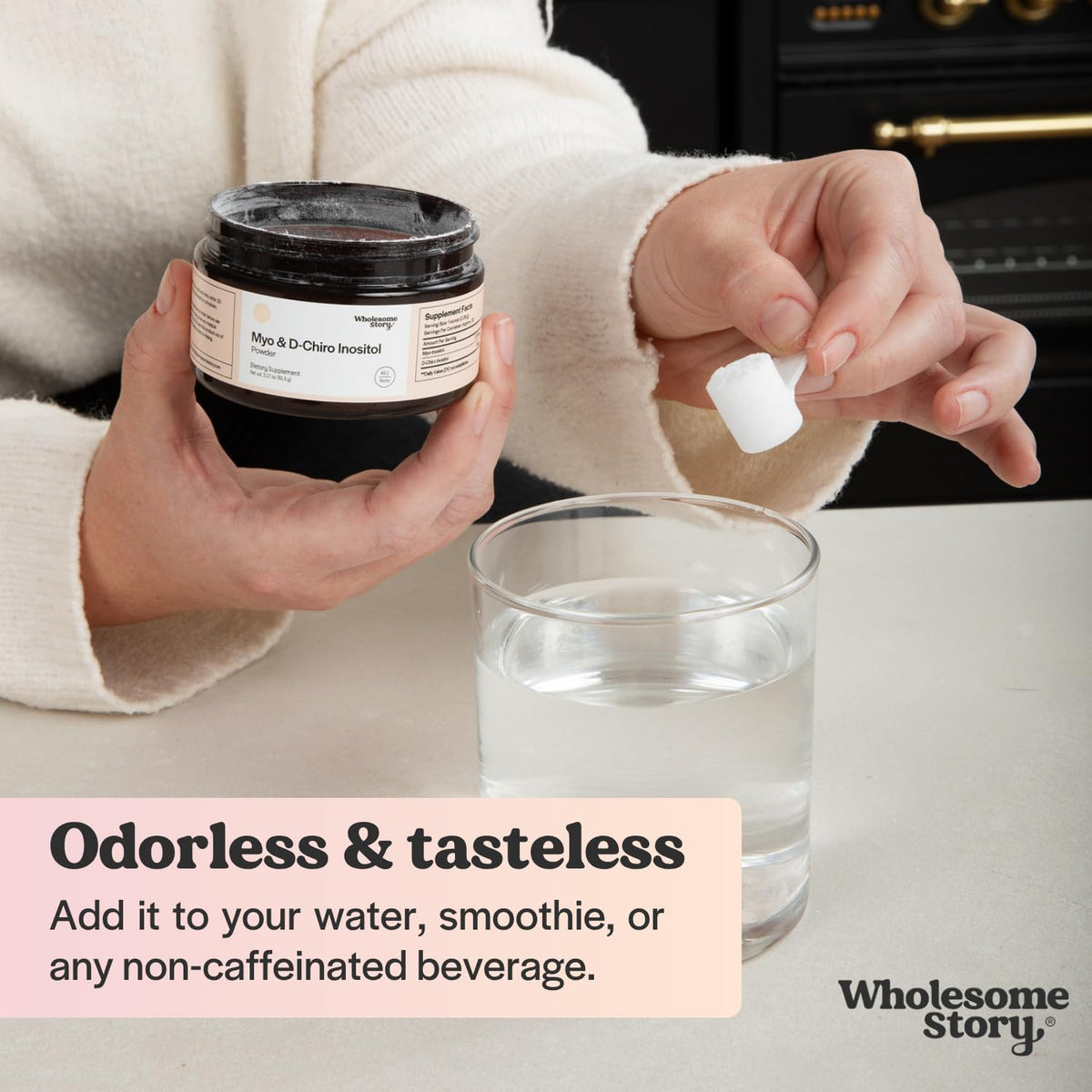 Wholesome Story Poudre d'Inositol 30 Portions étiquette arrière