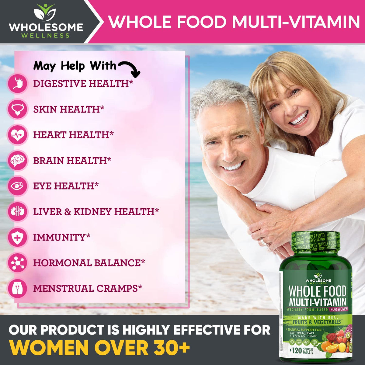 Wholesome Wellness Multivitamines Complètes pour Femmes - ingrédients naturels