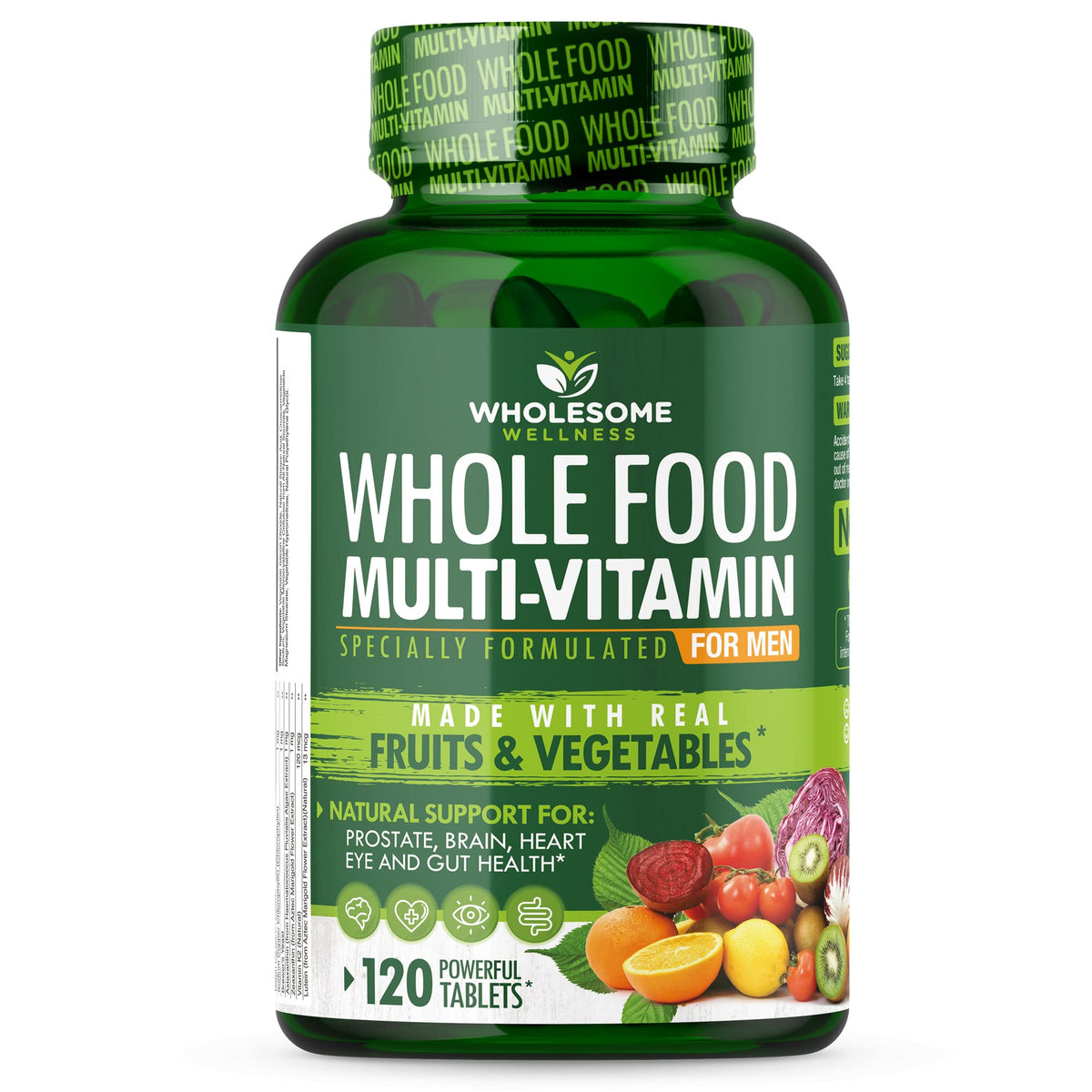 Wholesome Wellness Multivitamines Entières pour Hommes - 120 comprimés, vue de face