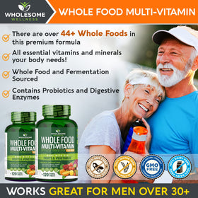 Wholesome Wellness Multivitamines Entières pour Hommes, vue de l'arrière de l'emballage