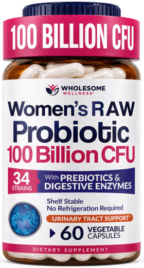 Wholesome Wellness Probiotiques Bruts Femmes 100 Milliards CFU capsules vue de face