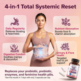 Wholesome Wellness Probiotiques Bruts Femmes 100 Milliards CFU capsules sur une table