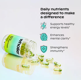 wholier Multi pour Végétaliens capsules sur une table