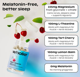 wholier Night Minerals capsules sur une surface en bois