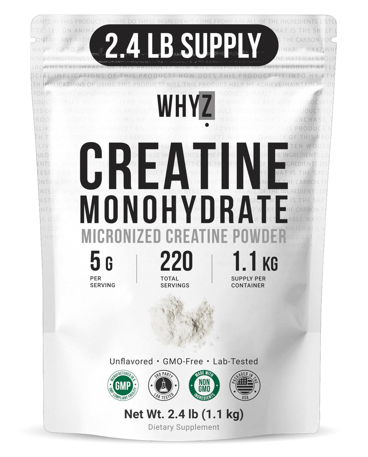 WHYZ Poudre de Créatine Monohydrate 1100g vue avant