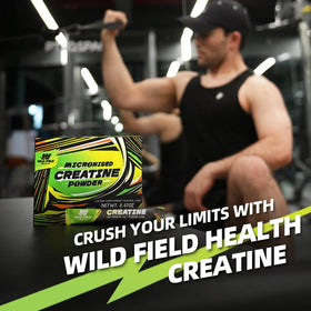 WILD FIELD HEALTH Poudre de Créatine Micronisée en sachets dans un bureau