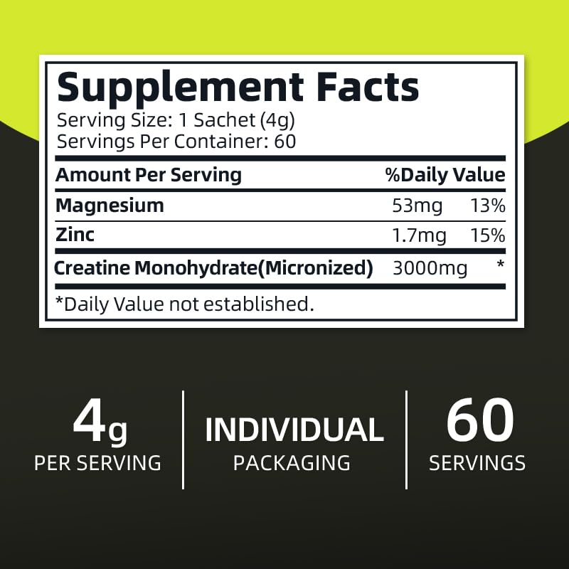 WILD FIELD HEALTH Poudre de Créatine Micronisée sachets dans un sac de sport