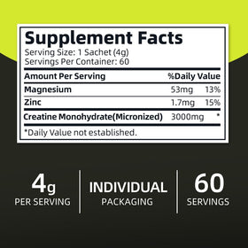 WILD FIELD HEALTH Poudre de Créatine Micronisée sachets dans un sac de sport