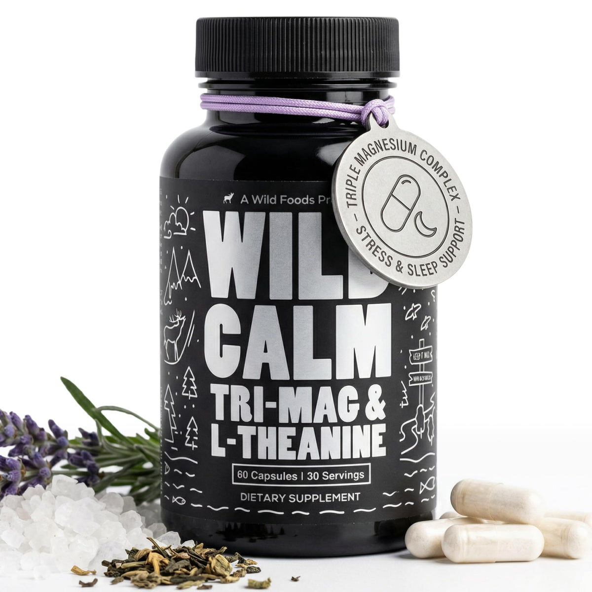 Wild Foods complément alimentaire magnésium 3 en 1 60 capsules vue de face
