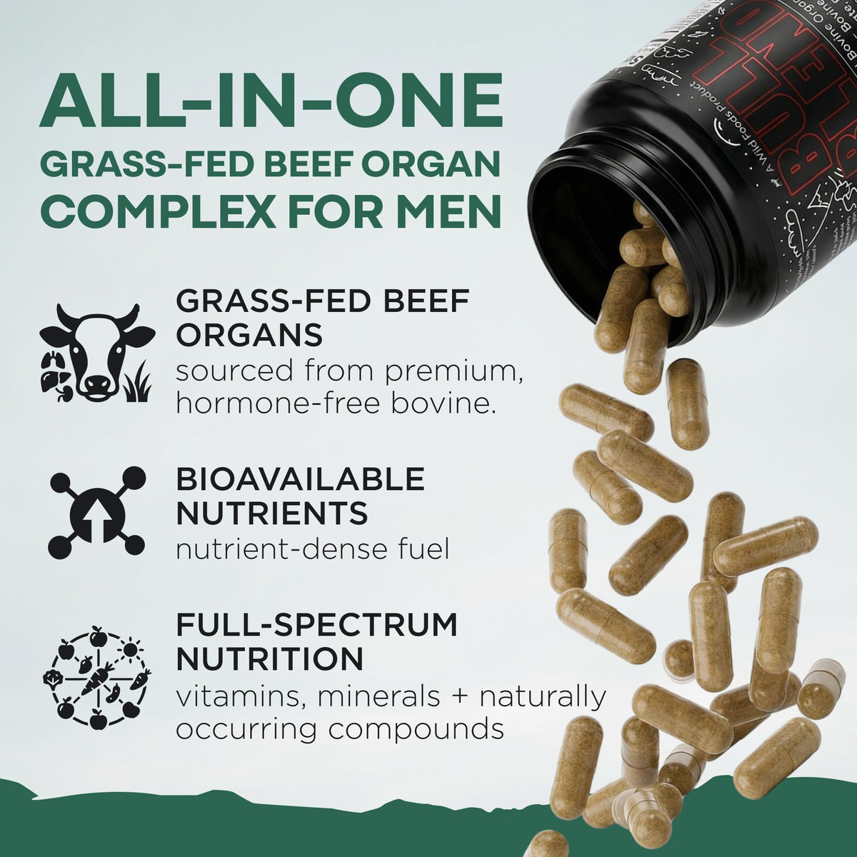 Wild Foods complément alimentaire organique bovin 90 capsules côté droit