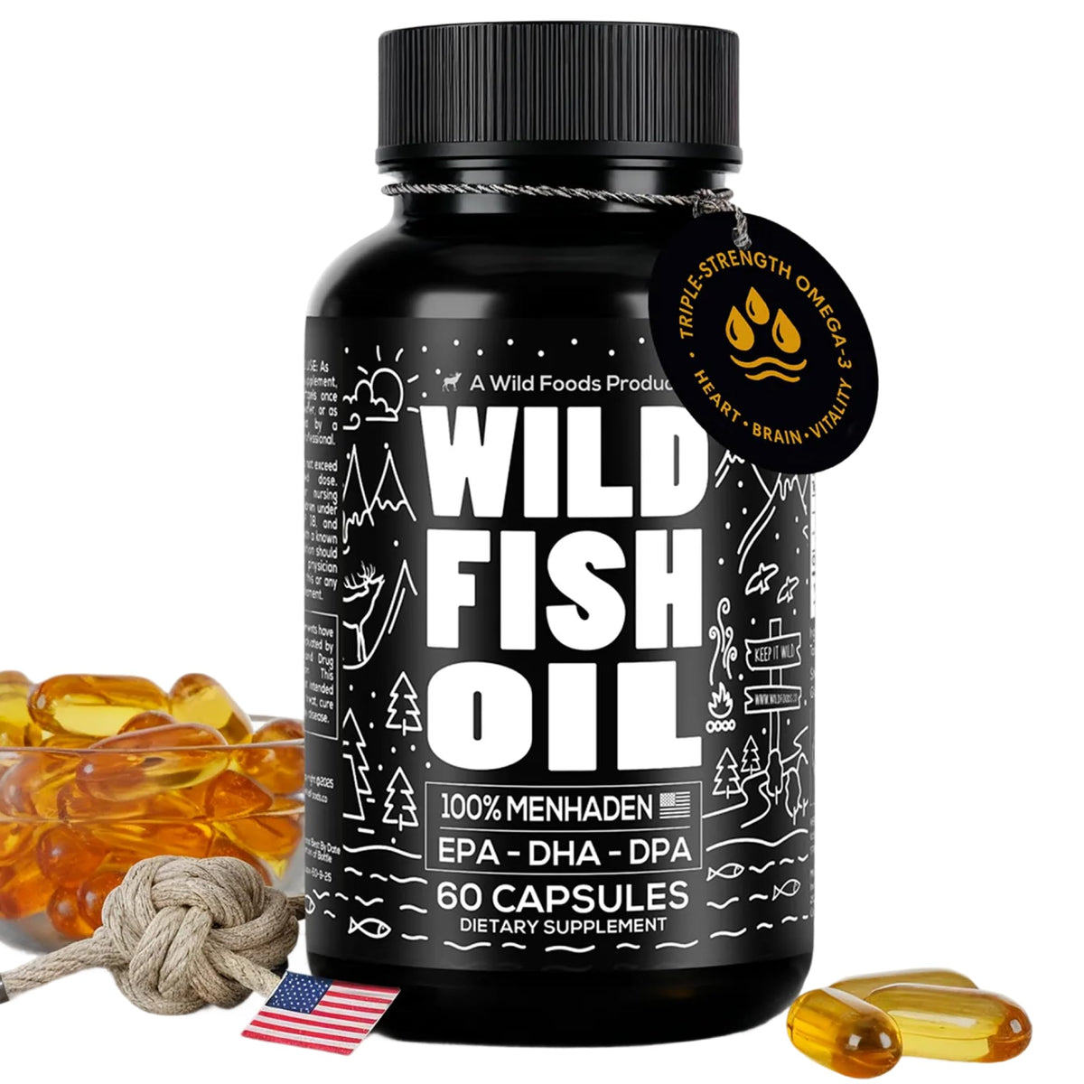 Wild Foods Compléments Alimentaires Omega 3 1600mg EPA DHA DPA vue de face