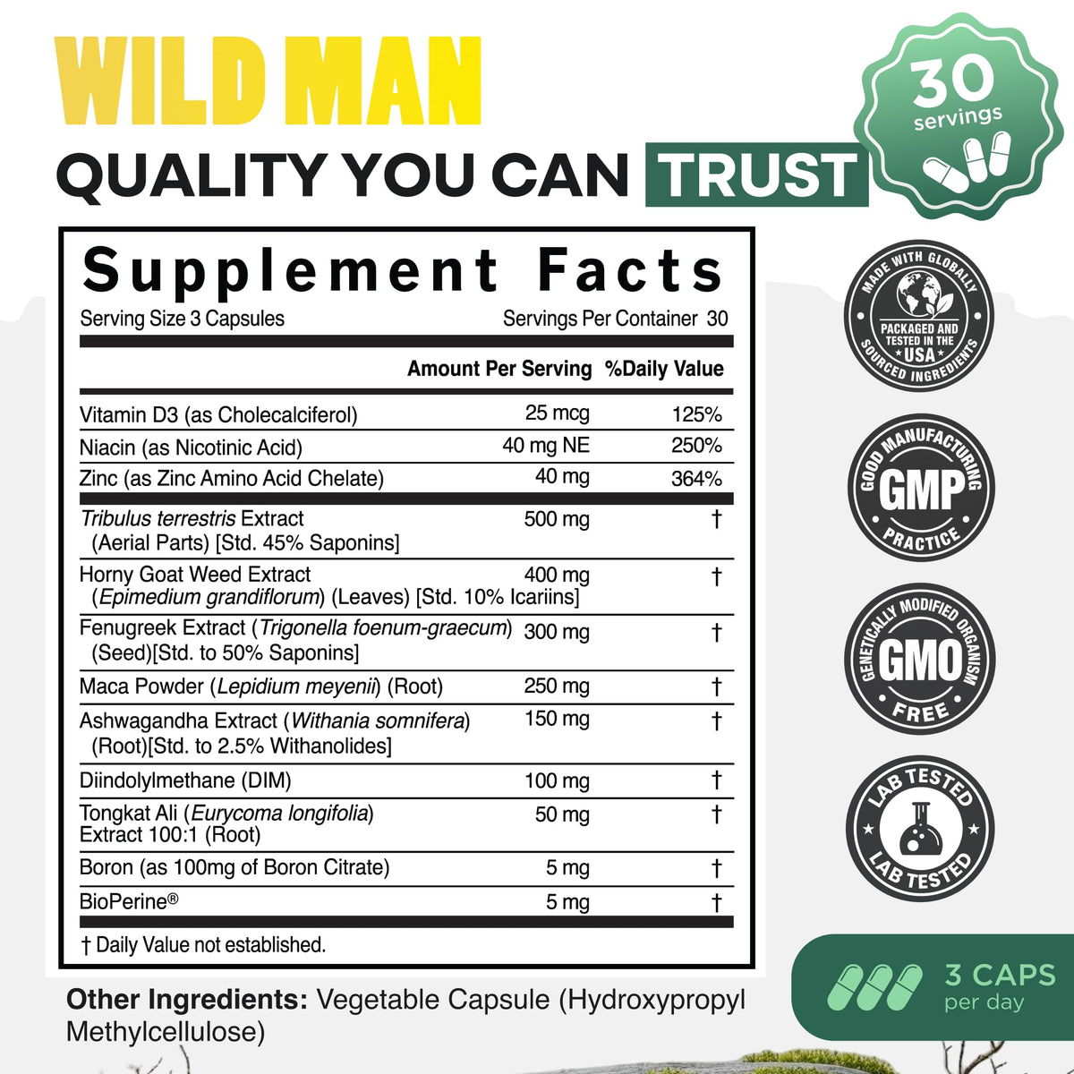 Wild Foods Herbal Stack pour Homme - ingrédients