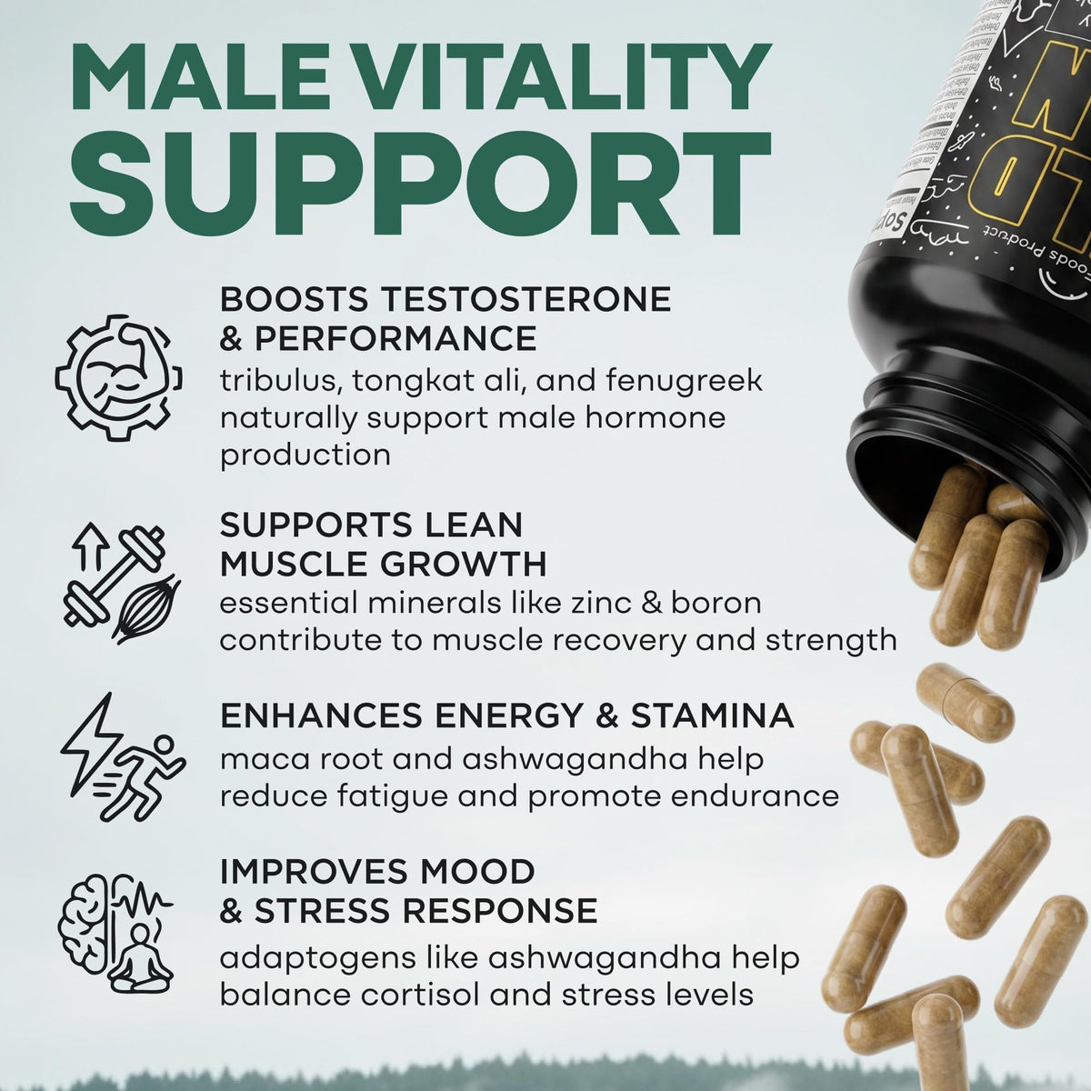 Wild Foods Herbal Stack pour Homme - vue arrière de la boîte