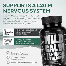 Wild Foods magnésium 3 en 1 avec capsules ouvertes