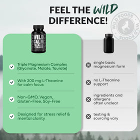Wild Foods magnésium 3 en 1 sur une table en bois