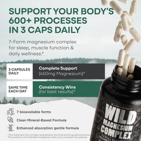 Wild Foods magnésium 90 capsules avec vue latérale