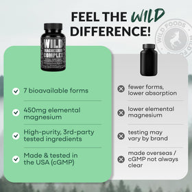 Wild Foods magnésium 90 capsules dans un environnement naturel