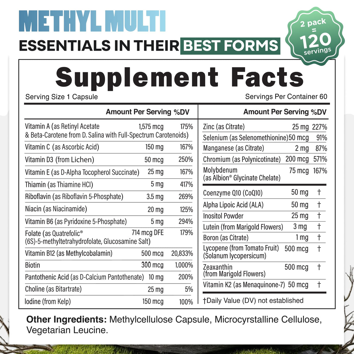 Wild Foods Multivitamines Methylées 120 Capsules - étiquette