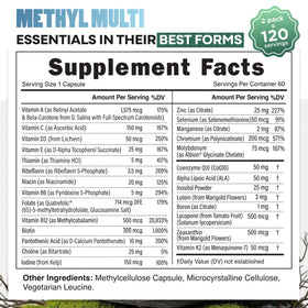 Wild Foods Multivitamines Methylées 120 Capsules - étiquette