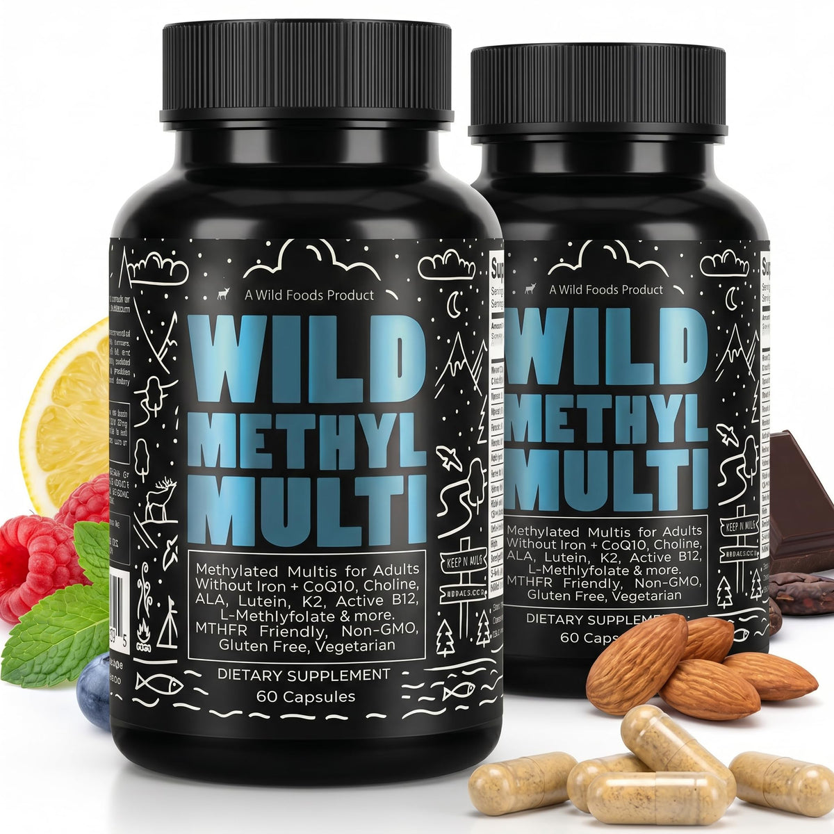 Wild Foods Multivitamines Methylées 120 Capsules - vue avant