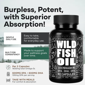 Wild Foods Omega 3 capsules sur une table