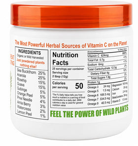 Wild Force Vitamin C 349g détail des ingrédients en poudre