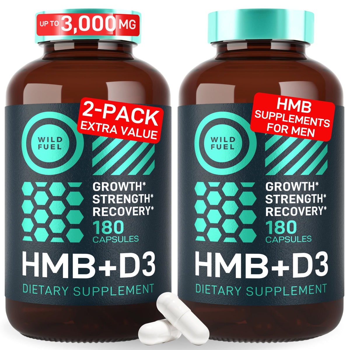 WILD FUEL Complément Alimentaire HMB et Vitamine D3 capsules face avant