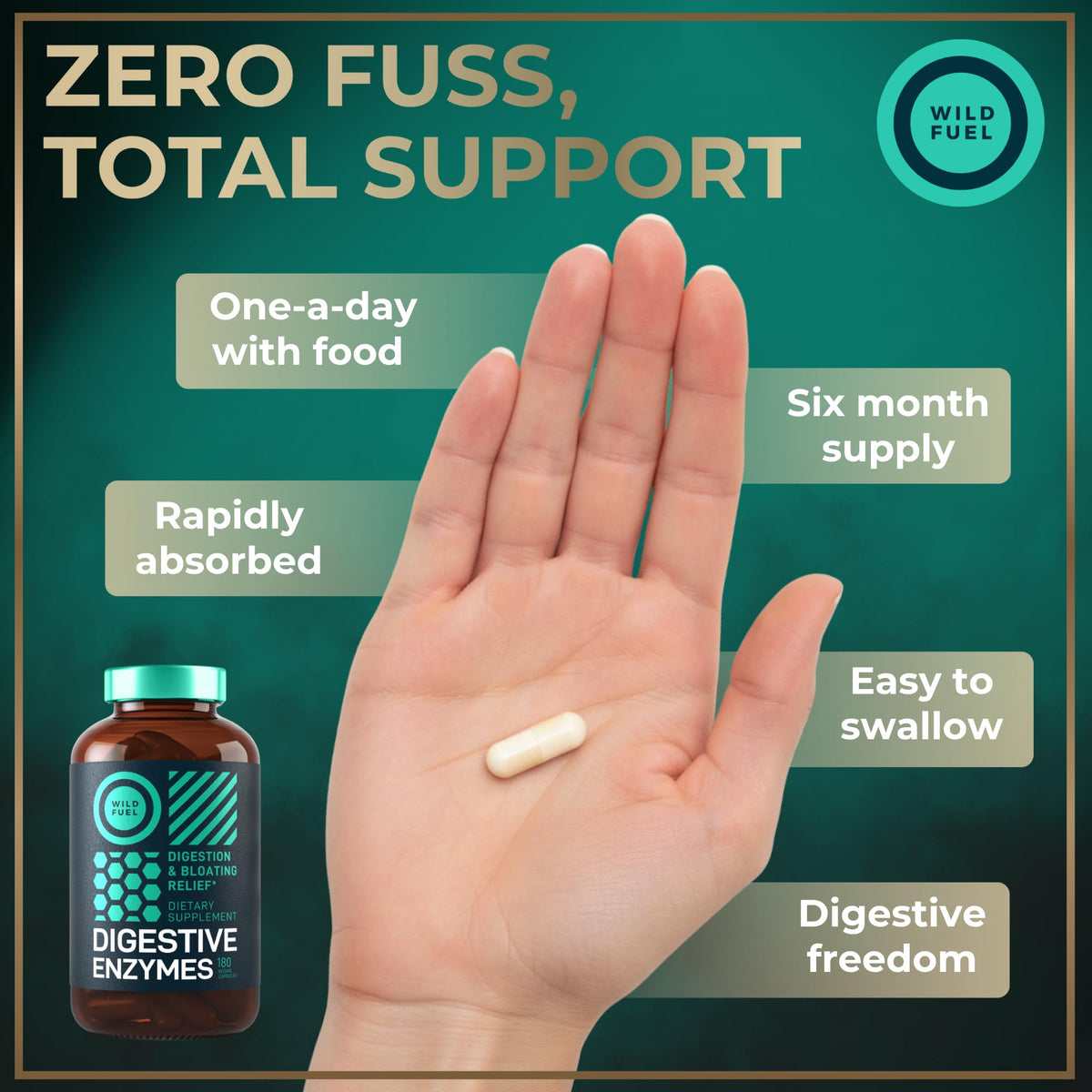WILD FUEL Compléments Alimentaires Enzymes daily 180 Capsules ouvertes