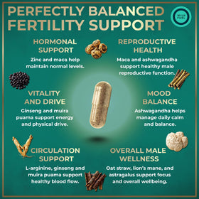 WILD FUEL Compléments Alimentaires Fertilité Masculine 120 Caps, capsules sur une table