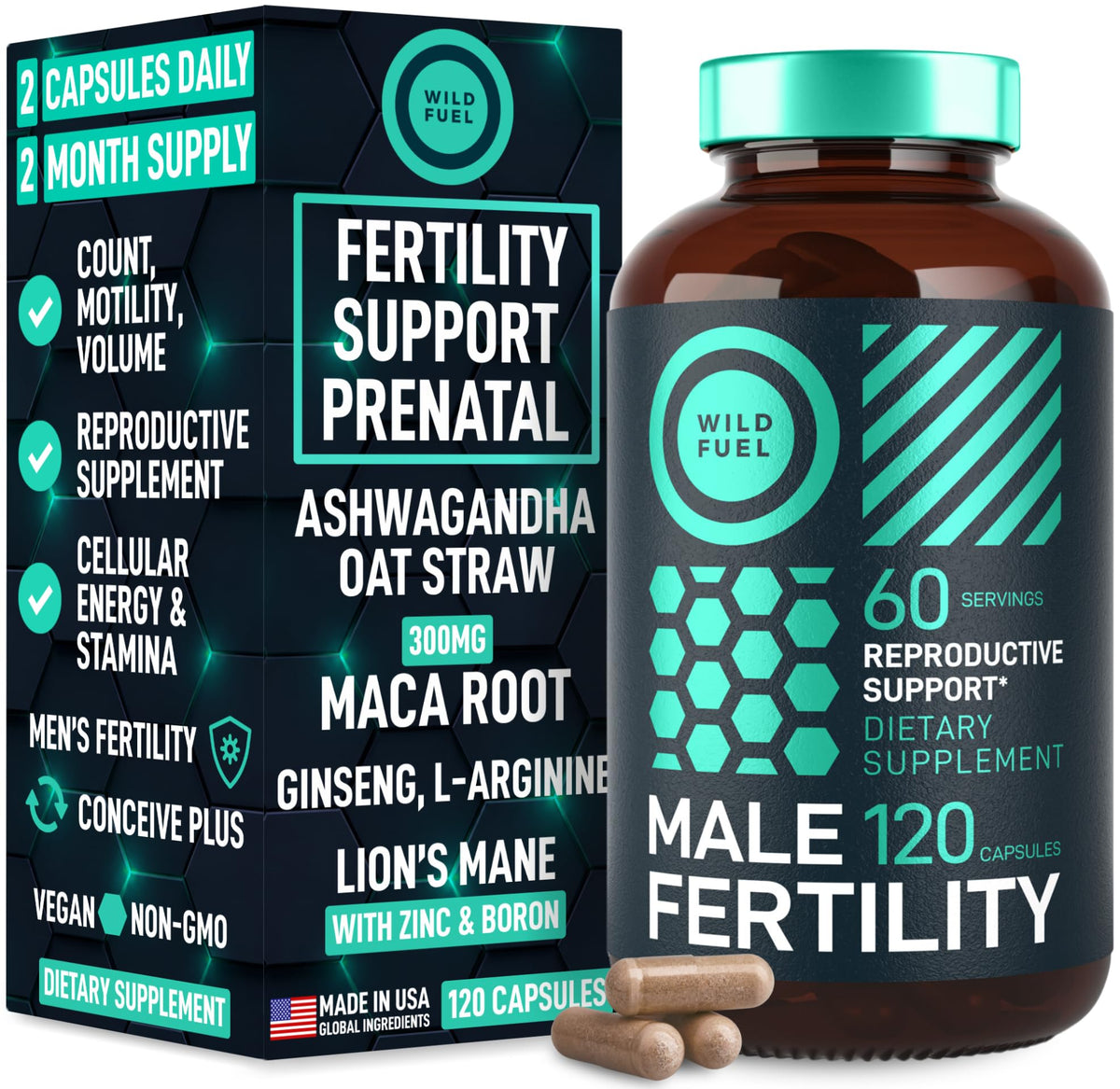 WILD FUEL Compléments Alimentaires Fertilité Masculine 120 Caps, vue de face