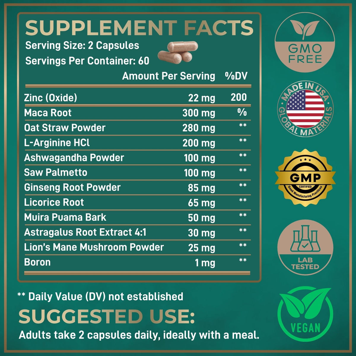 WILD FUEL Compléments Alimentaires Fertilité Masculine 120 Caps, vue latérale