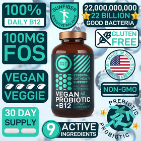 WILD FUEL Probiotiques Végans B12 - capsules sur une surface blanche