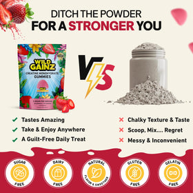 WILD GAINZ Gummies de Créatine Sans Sucre avec un arrière-plan sportif