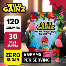 WILD GAINZ Gummies de Créatine Sans Sucre dans un pot transparent