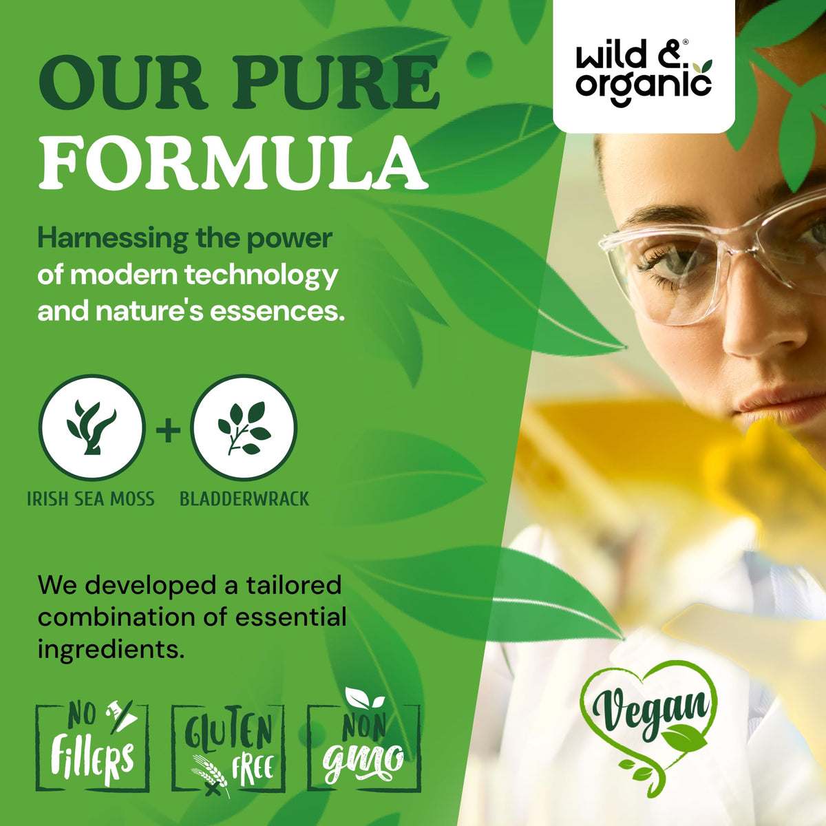 Wild & Organic algues maritimes ouvert avec capsules visibles