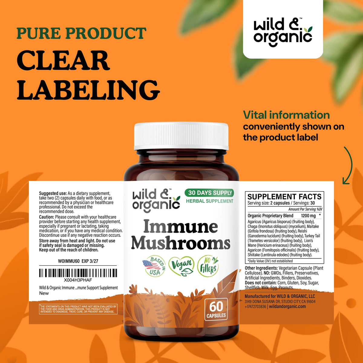 Wild & Organic avec une main tenant une capsule