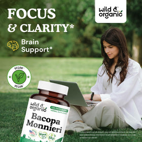 Wild & Organic Bacopa Monnieri bottle with 120 capsules